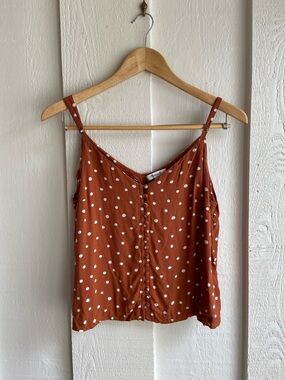 Madewell Rust Polka Dot Cami Tank Size 6 Button Front Adjustable Straps